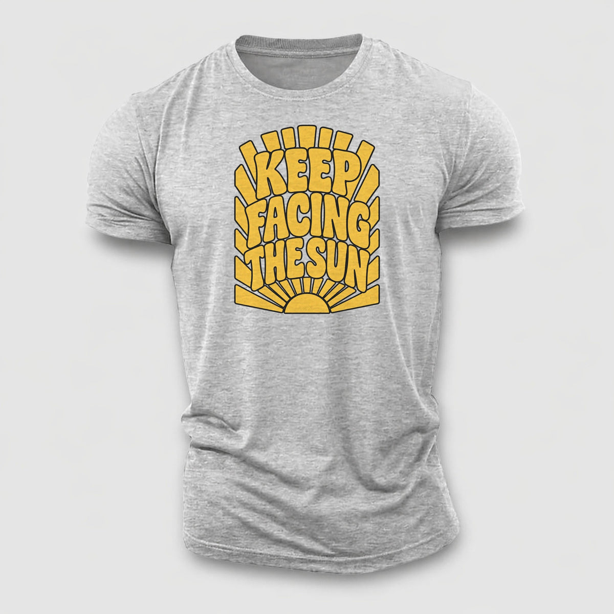 Keep Facing The Sun Sunburst Sayings Cotton T-Shirt – Sport Grey