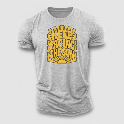 Keep Facing The Sun Sunburst Sayings Cotton T-Shirt – Sport Grey