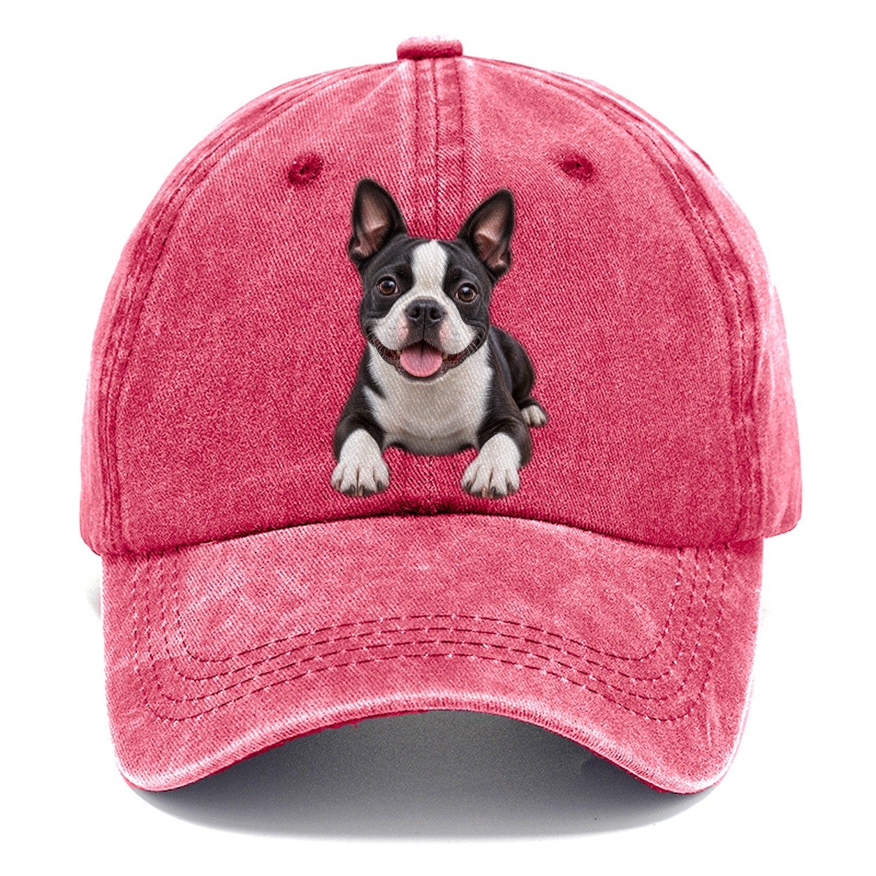 Boston Terrier Lying Down Top Breeds Classic Cap – Pomegranate Blush