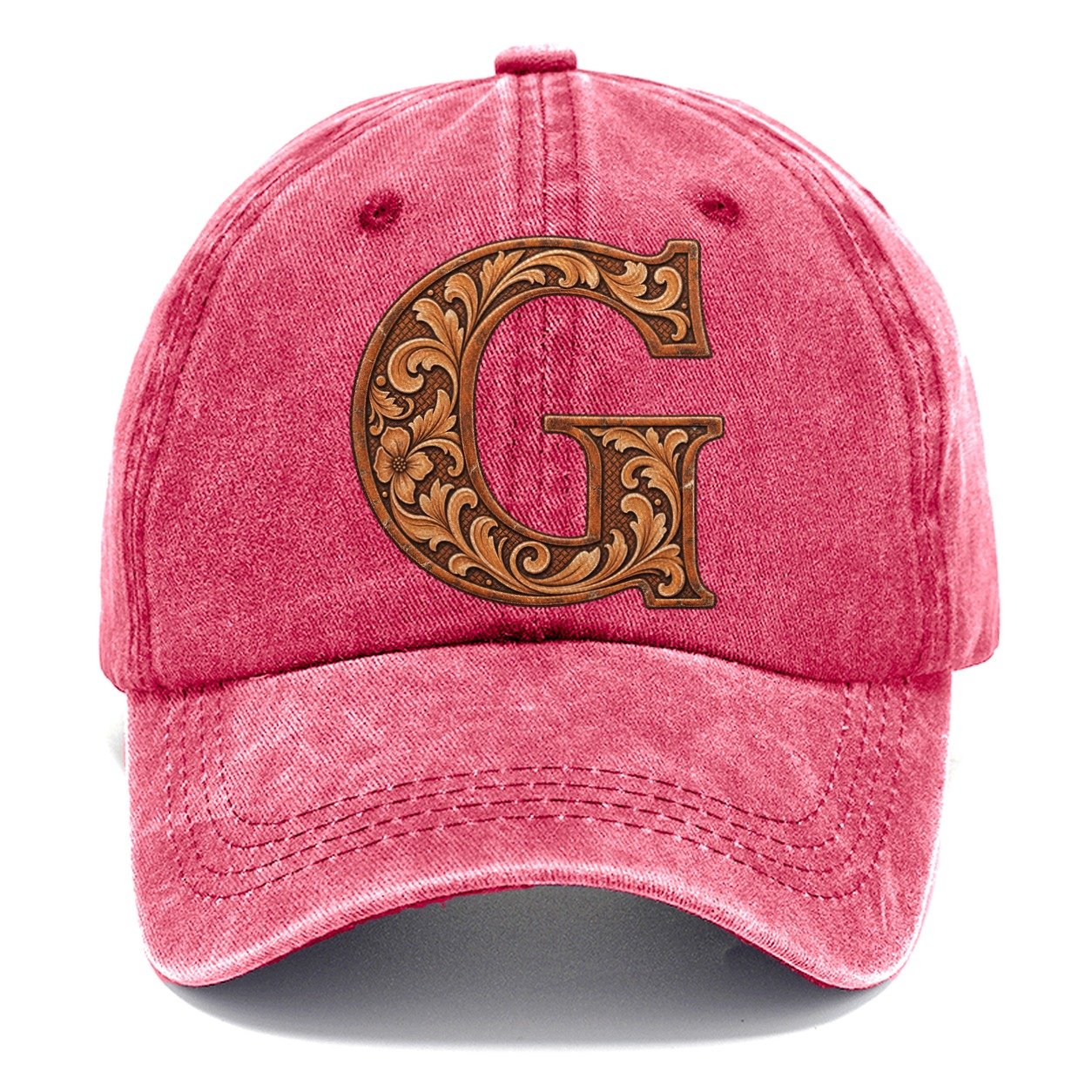 Tooled Leather G Monogram Classic Cap – Pomegranate Blush