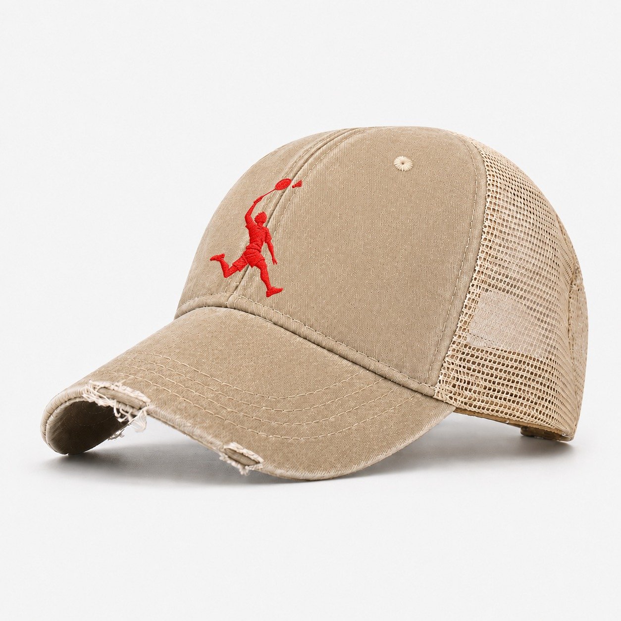 Badminton Scissor Smash Micro Motion Mark Washed Trucker Hat – Khaki
