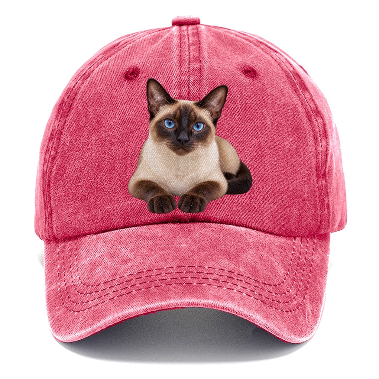 Siamese Reclining Paws Forward Realistic Cat Portrait Classic Cap – Pomegranate Blush