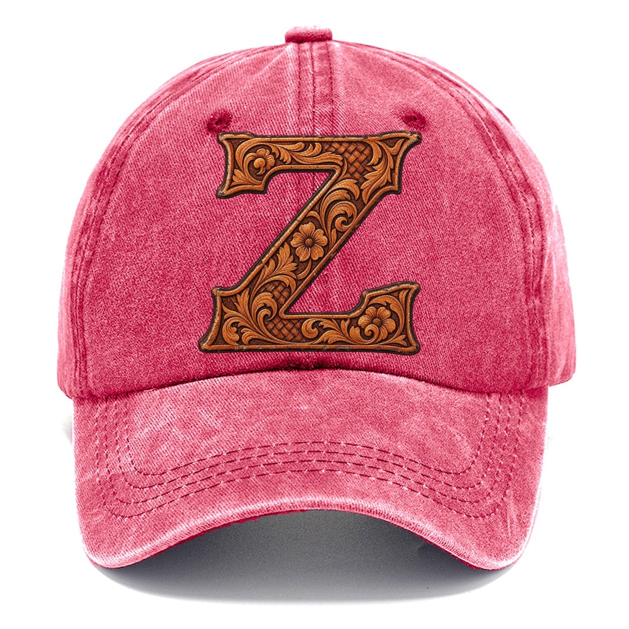 Tooled Leather Z Monogram Classic Cap – Pomegranate Blush