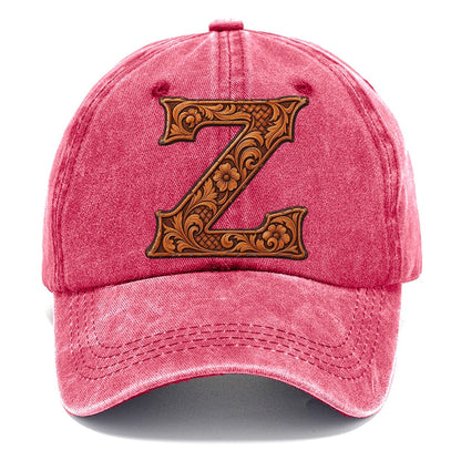 Tooled Leather Z Monogram Classic Cap – Pomegranate Blush