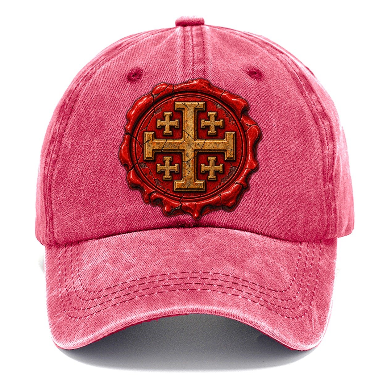 Red Wax Seal Impression Jerusalem Cross Classic Cap – Pomegranate Blush
