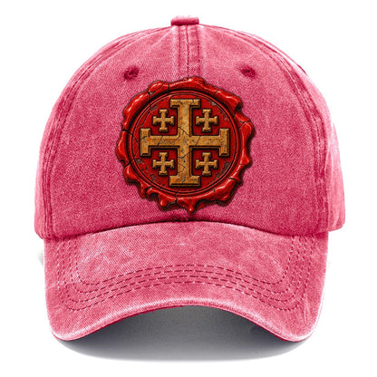 Red Wax Seal Impression Jerusalem Cross Classic Cap – Pomegranate Blush