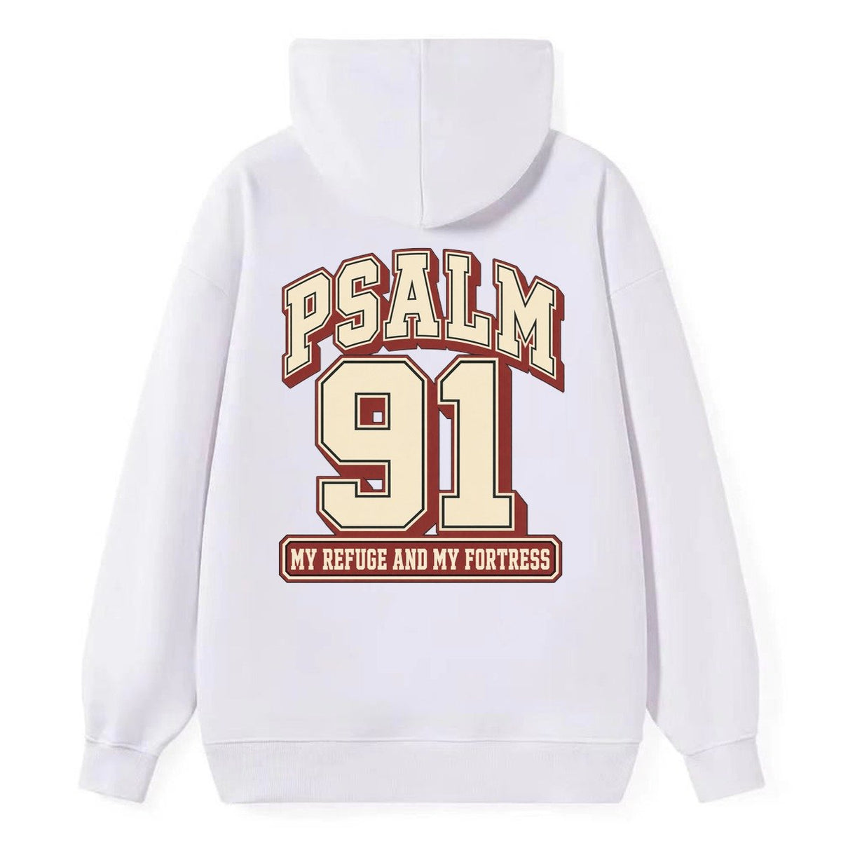 Psalm 91 Varsity Chapel Varsity Classic Pullover Hoodie – White