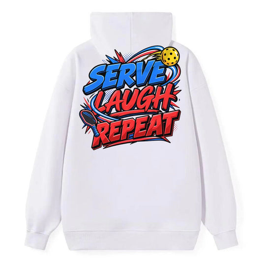 Serve Laugh Repeat Pickleball Life Classic Pullover Hoodie – White