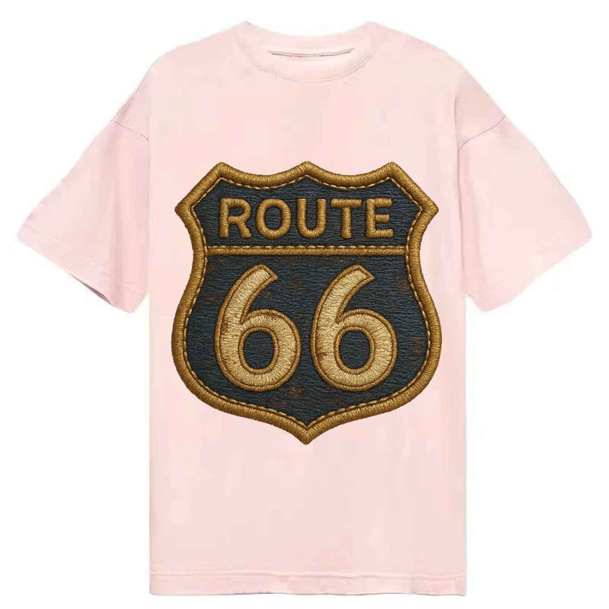 Route 66 Highway Shield With Worn Paint Classic T-shirt – Pink