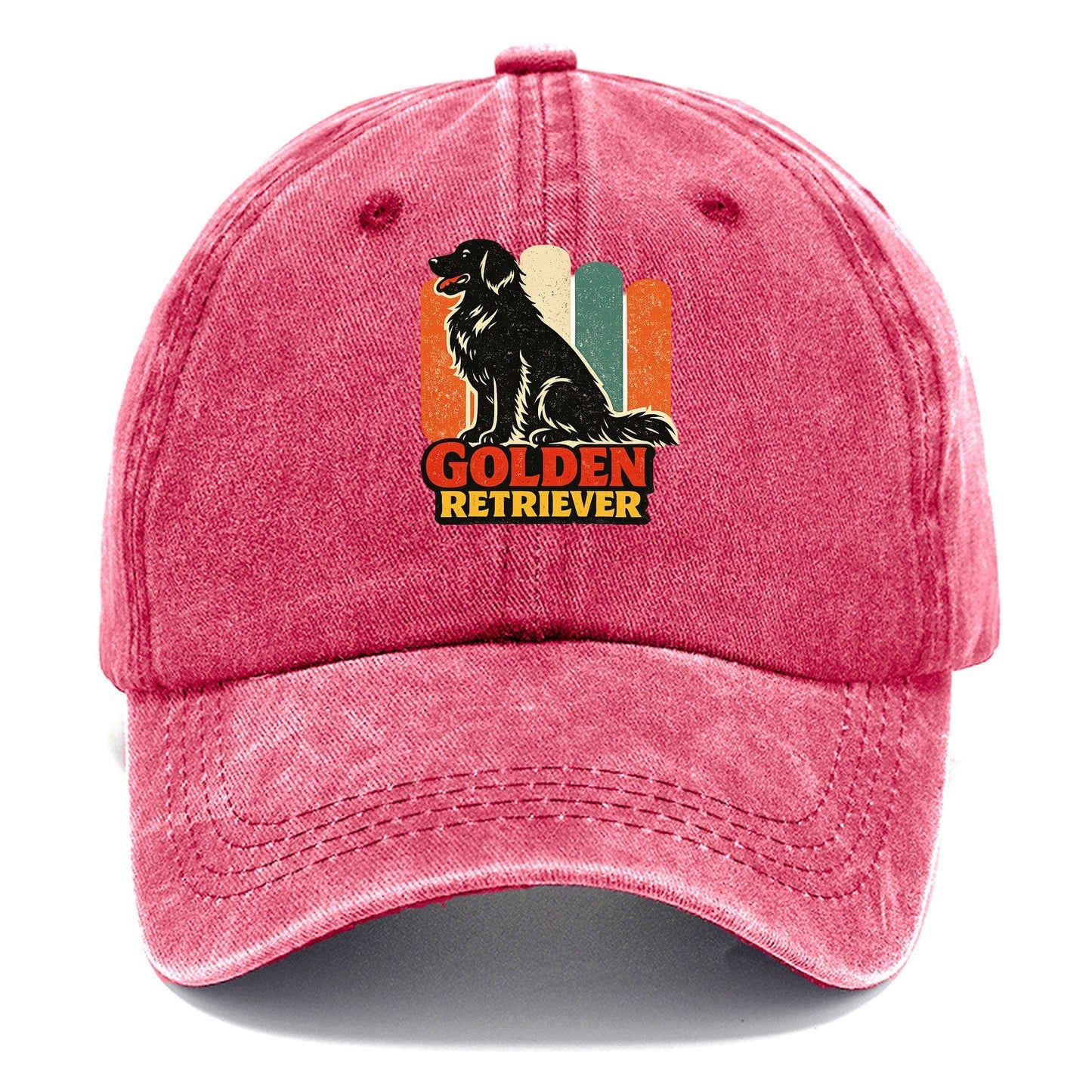 Retro Golden Retriever Silhouette Classic Cap – Pomegranate Blush