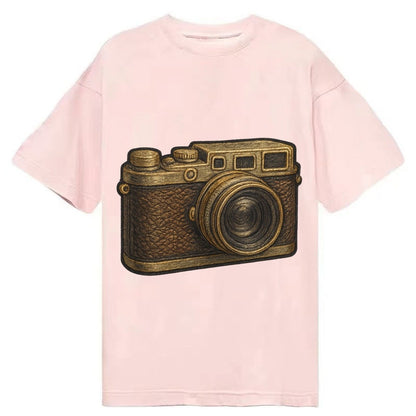 Film Camera Vintage 35mm Camera With Leather And Chrome Classic T-shirt – Pink