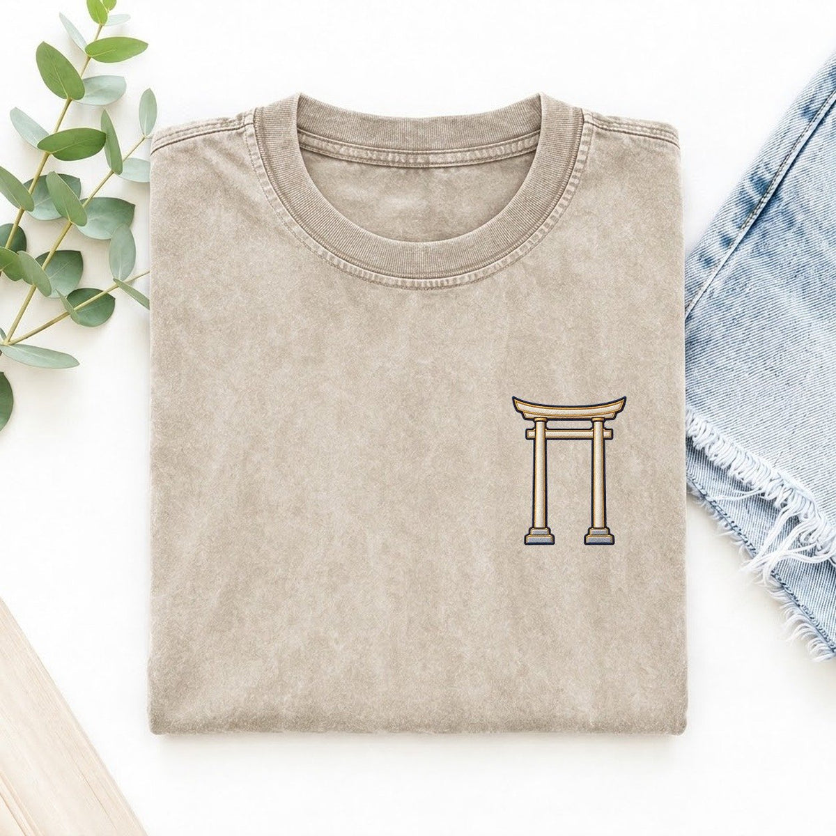 Torii Gate Symbol Emblems Left Chest Vintage T-shirt – Off White