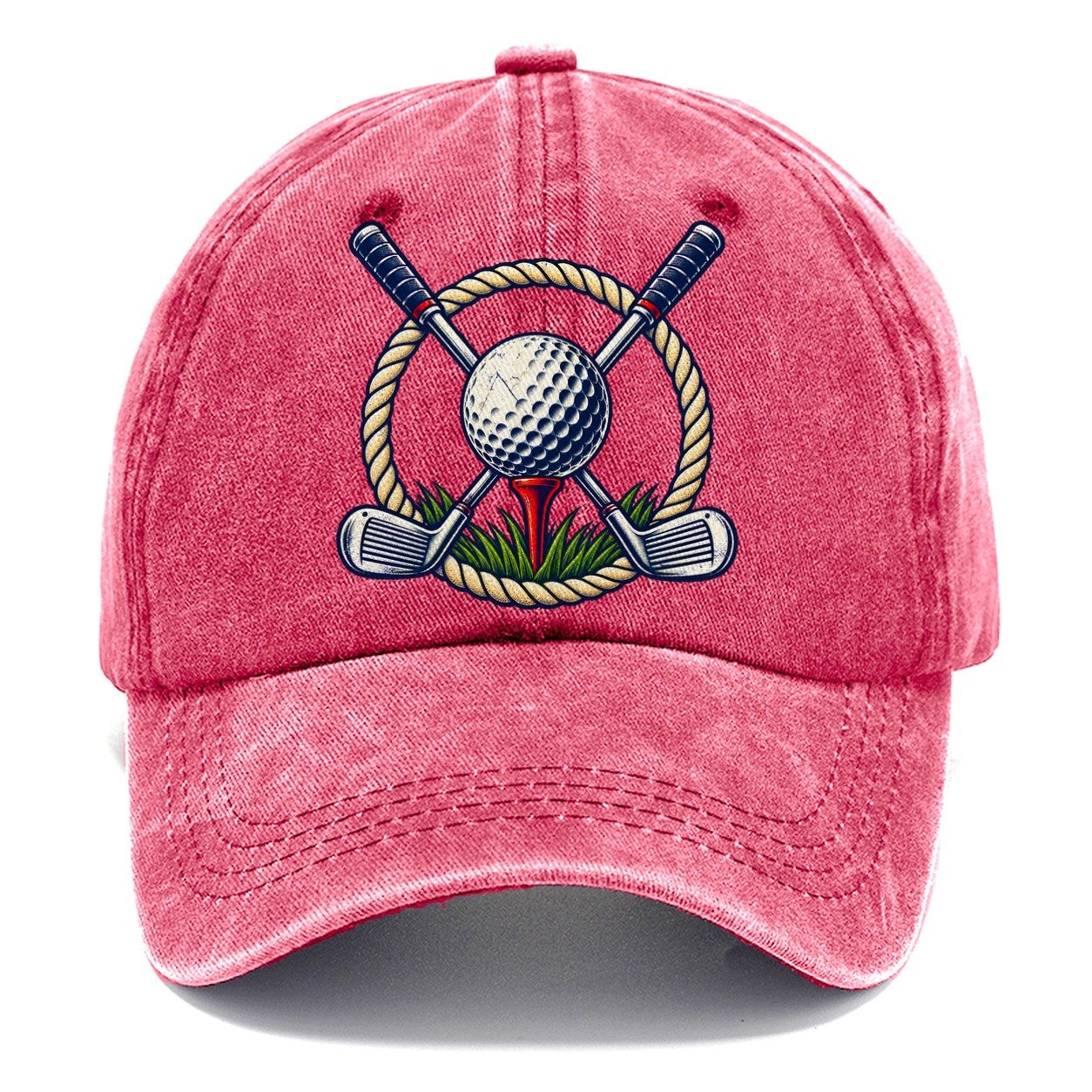 Crossed Clubs Crest Golf Life Classic Cap – Pomegranate Blush
