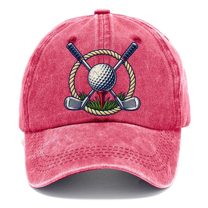 Crossed Clubs Crest Golf Life Classic Cap – Pomegranate Blush