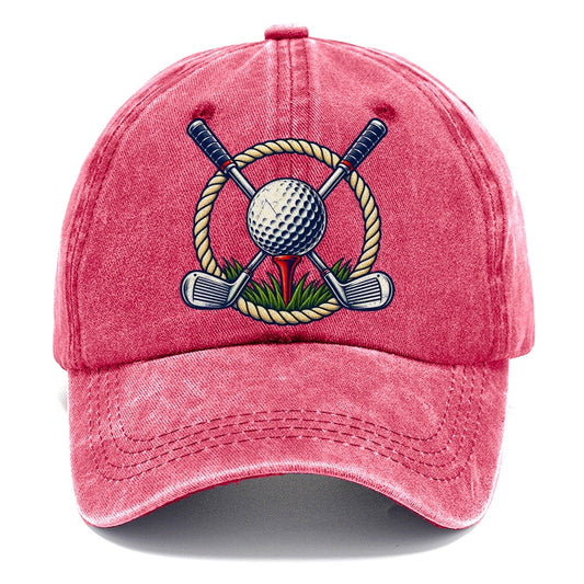 Crossed Clubs Crest Golf Life Classic Cap – Pomegranate Blush