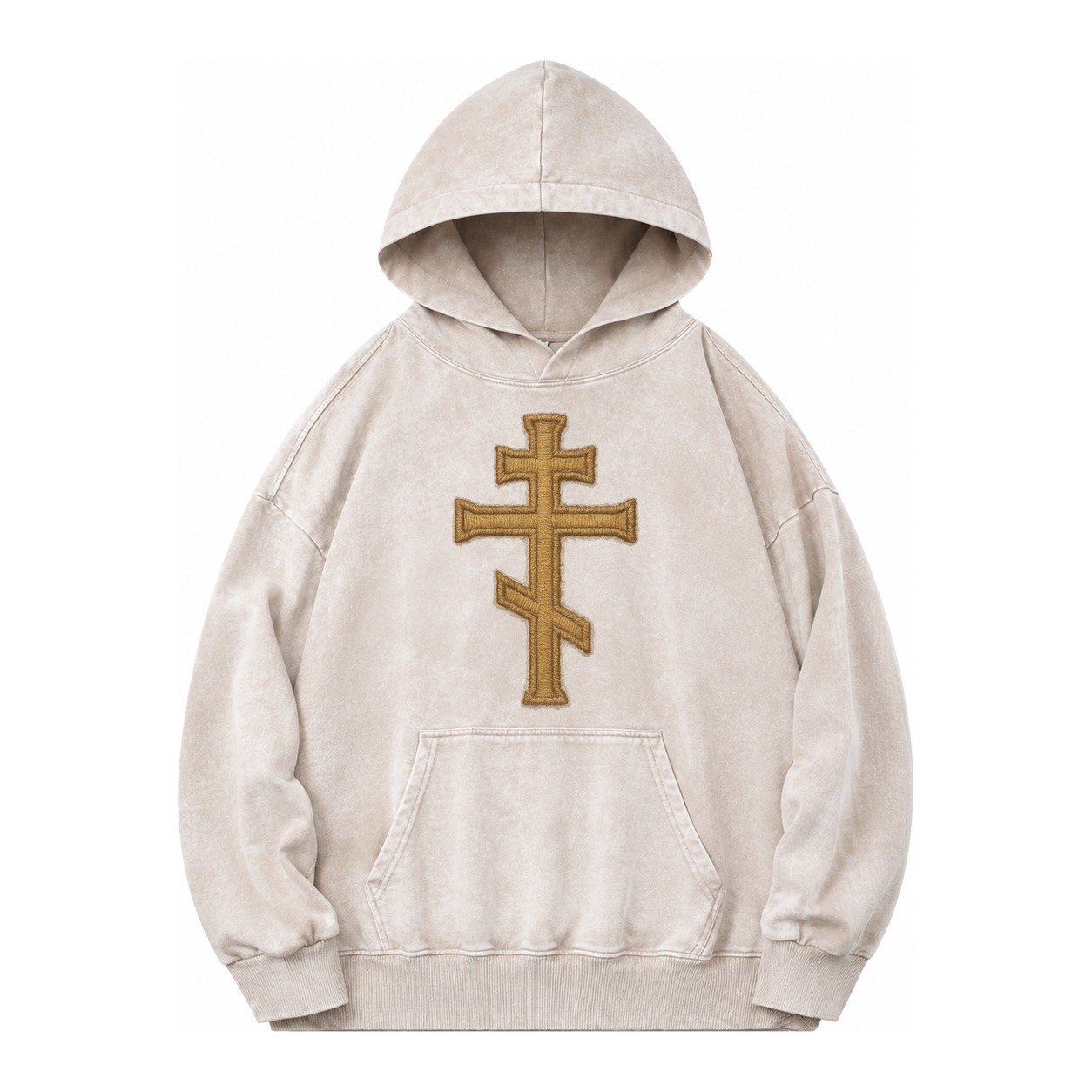 Orthodox Cross Vintage Washed Hoodie – Off White