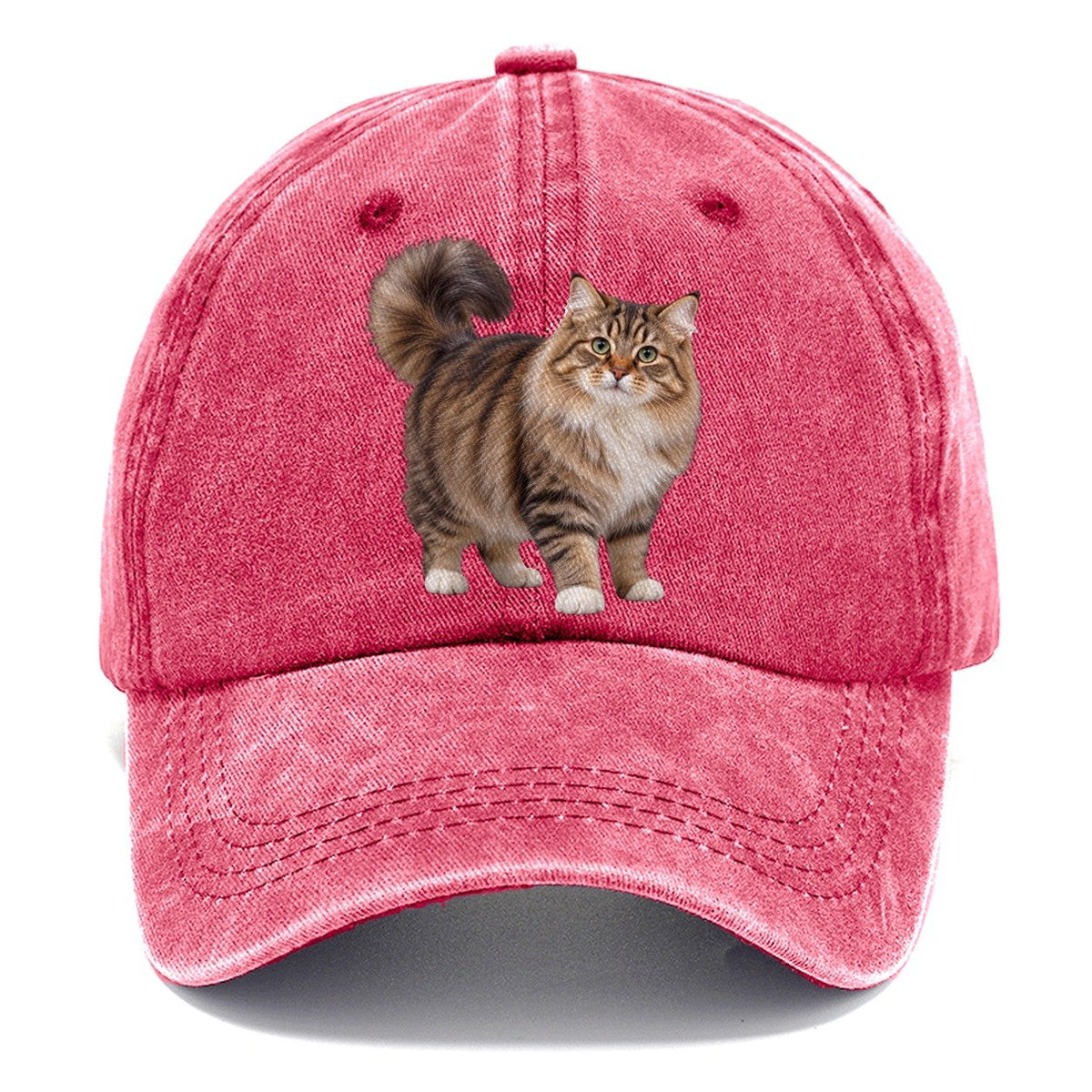 Siberian Standing Three Quarter Realistic Cat Portrait Classic Cap – Pomegranate Blush