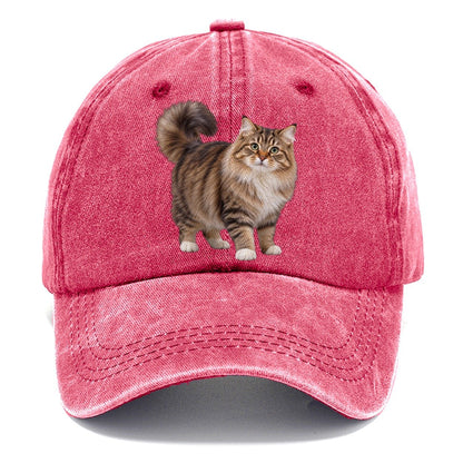 Siberian Standing Three Quarter Realistic Cat Portrait Classic Cap – Pomegranate Blush