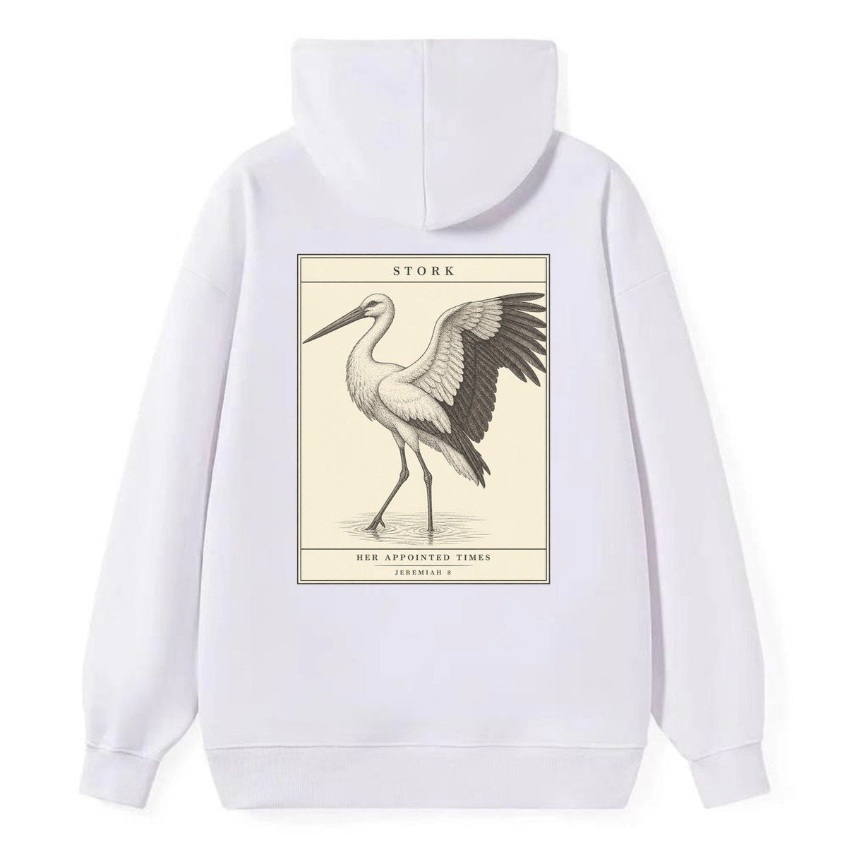 Stork Specimen Plate Creature Canticle Classic Pullover Hoodie – White