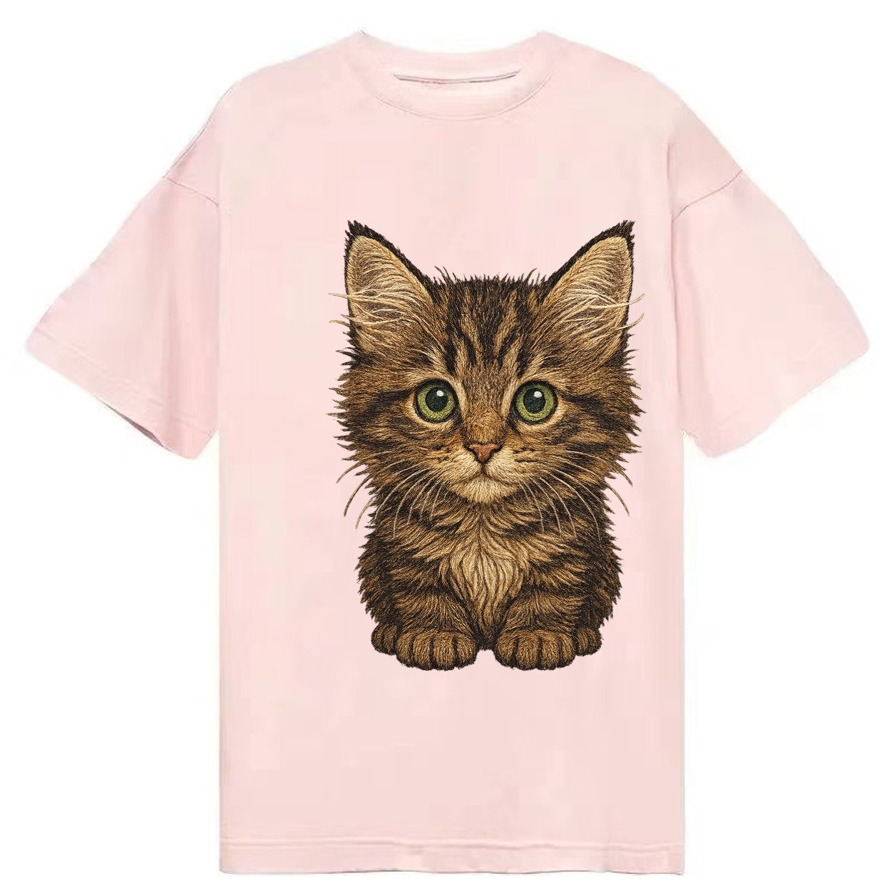 Baby Maine Coon Kitten Large Fluffy Tabby Tufted Ears Big Gr Classic T-shirt – Pink