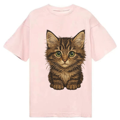 Baby Maine Coon Kitten Large Fluffy Tabby Tufted Ears Big Gr Classic T-shirt – Pink