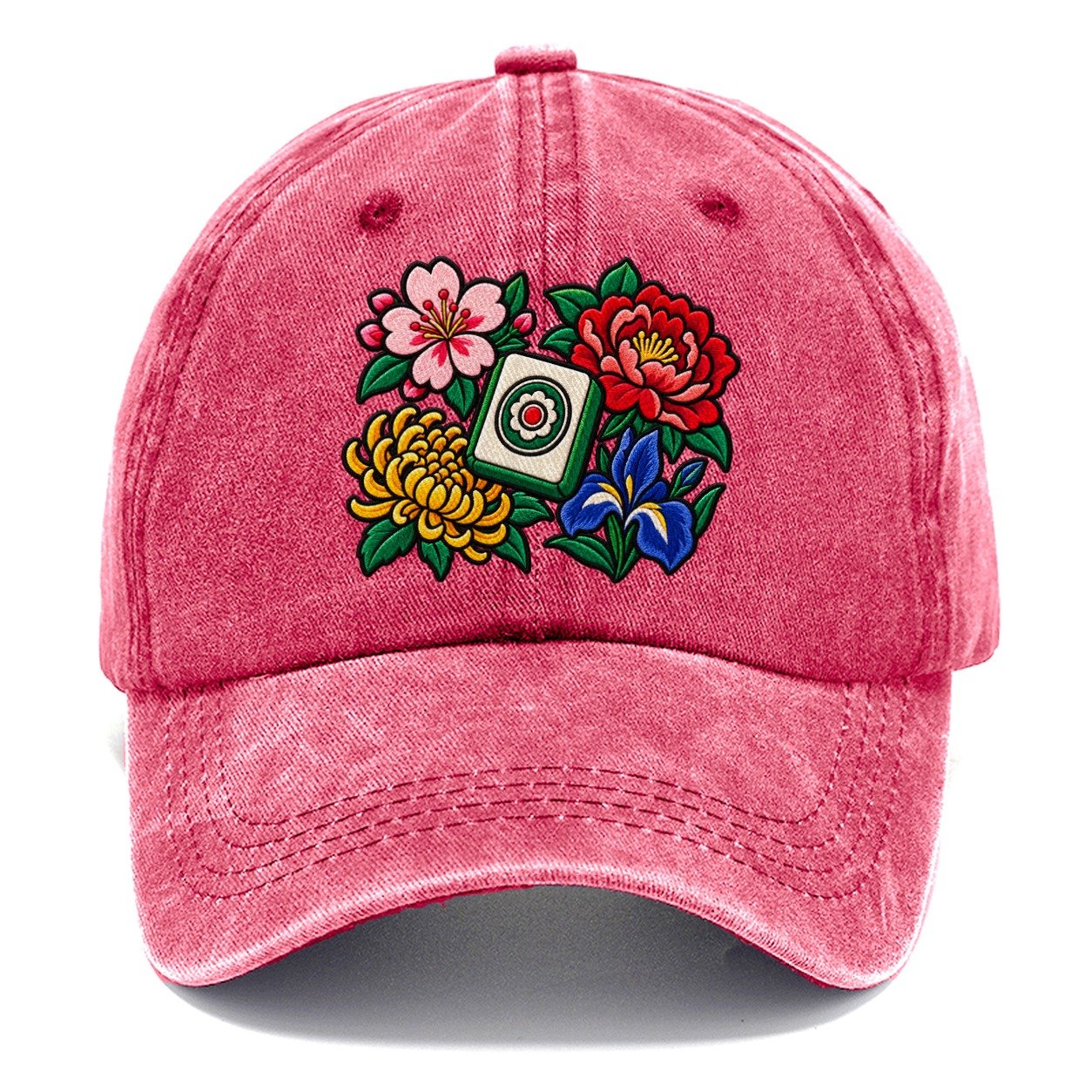 Flower Season Mahjong Game Night Classic Cap – Pomegranate Blush