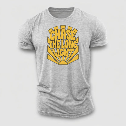 Chase The Long Light Sunburst Sayings Cotton T-Shirt – Sport Grey
