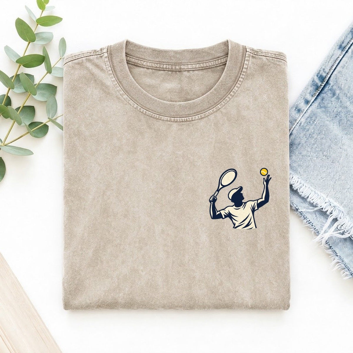 Tennis Serve Left Chest Vintage T-shirt – Off White
