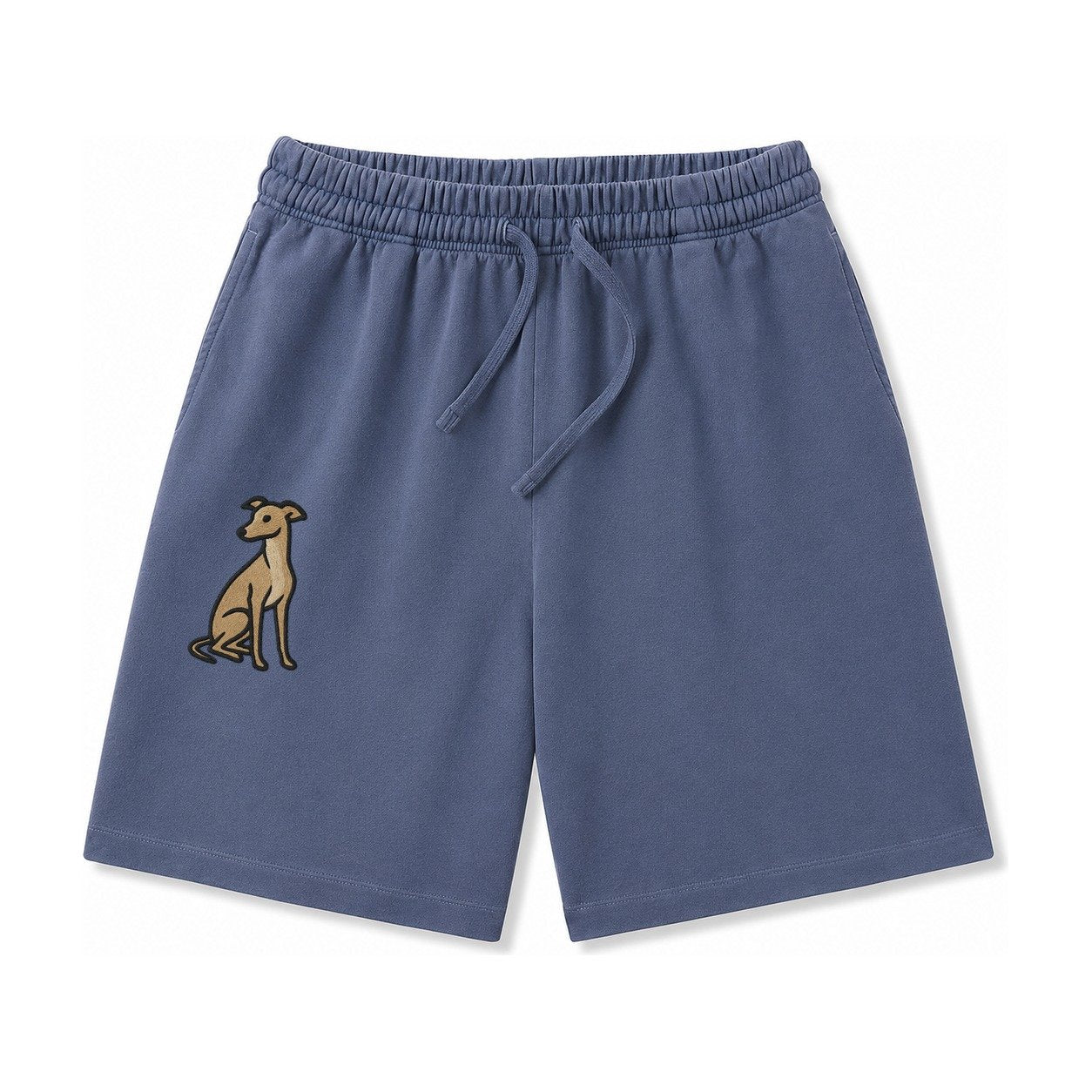 Whippet Fawn Colored Design Washed Shorts – Navy Blue