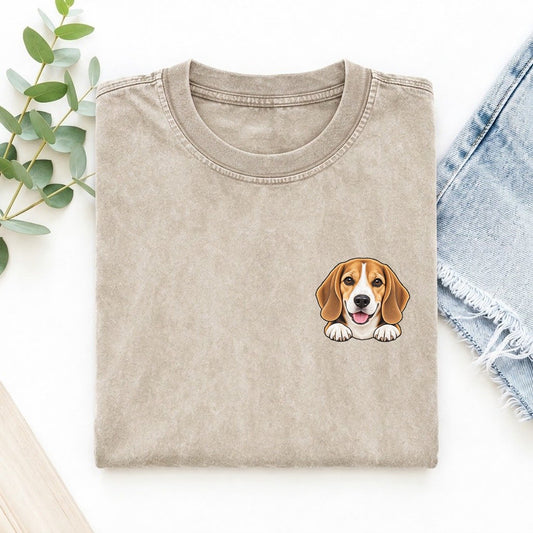 Beagle Left Chest Vintage T-shirt – Off White