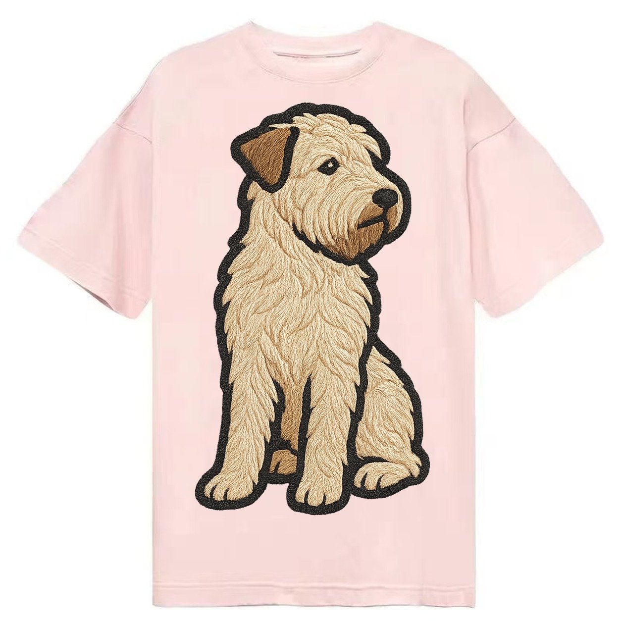 Soft Coated Wheaten Terrier Light Tan Flowing Coat Embroider Classic T-shirt – Pink