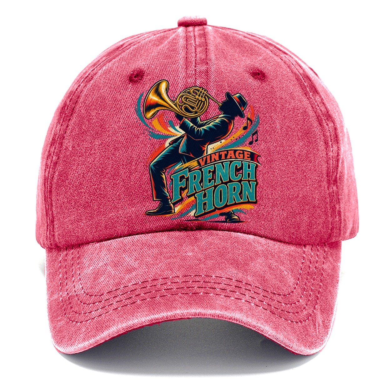Vintage French Horn Music Instruments Classic Cap – Pomegranate Blush