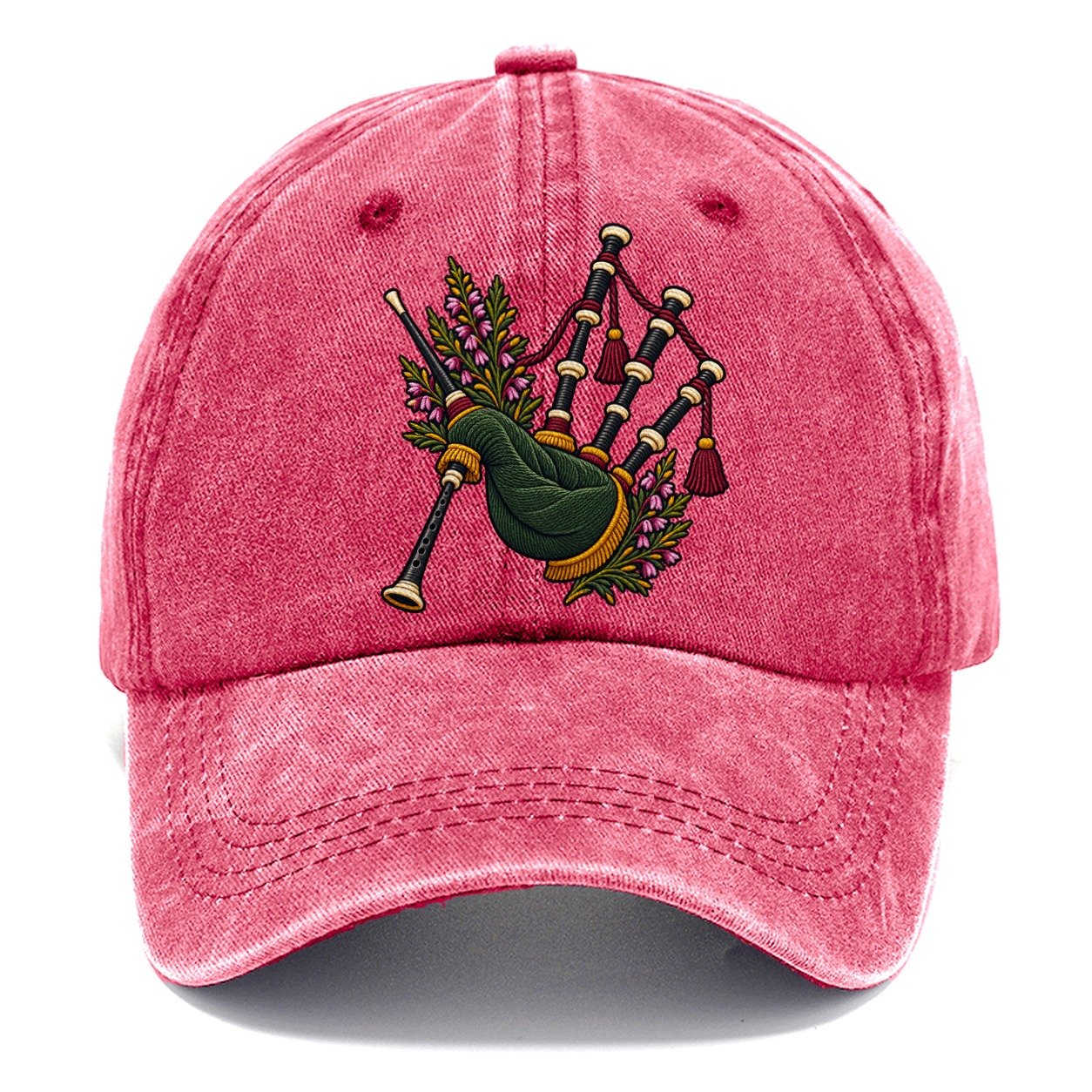 Scottish Bagpipes And Heather Uk Culture Heritage Classic Cap – Pomegranate Blush