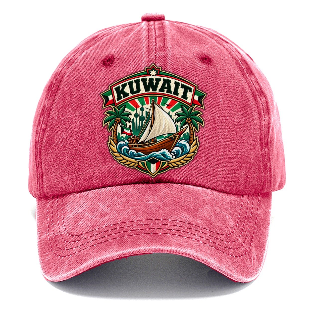 Kuwait Retro Badge Country Logos Classic Cap – Pomegranate Blush