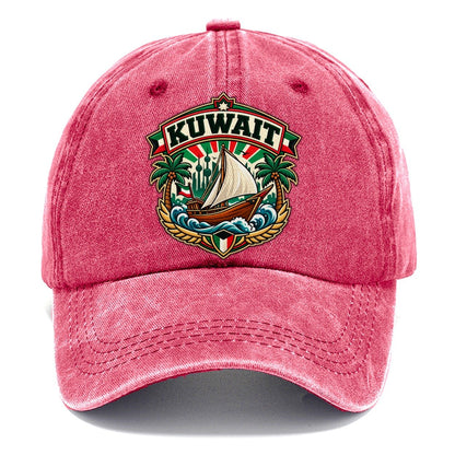 Kuwait Retro Badge Country Logos Classic Cap – Pomegranate Blush