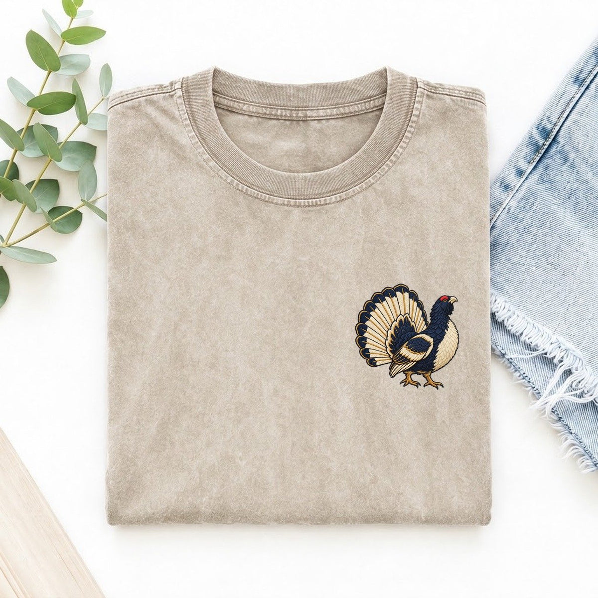 Capercaillie Fan Turn Left Chest Vintage T-shirt – Off White