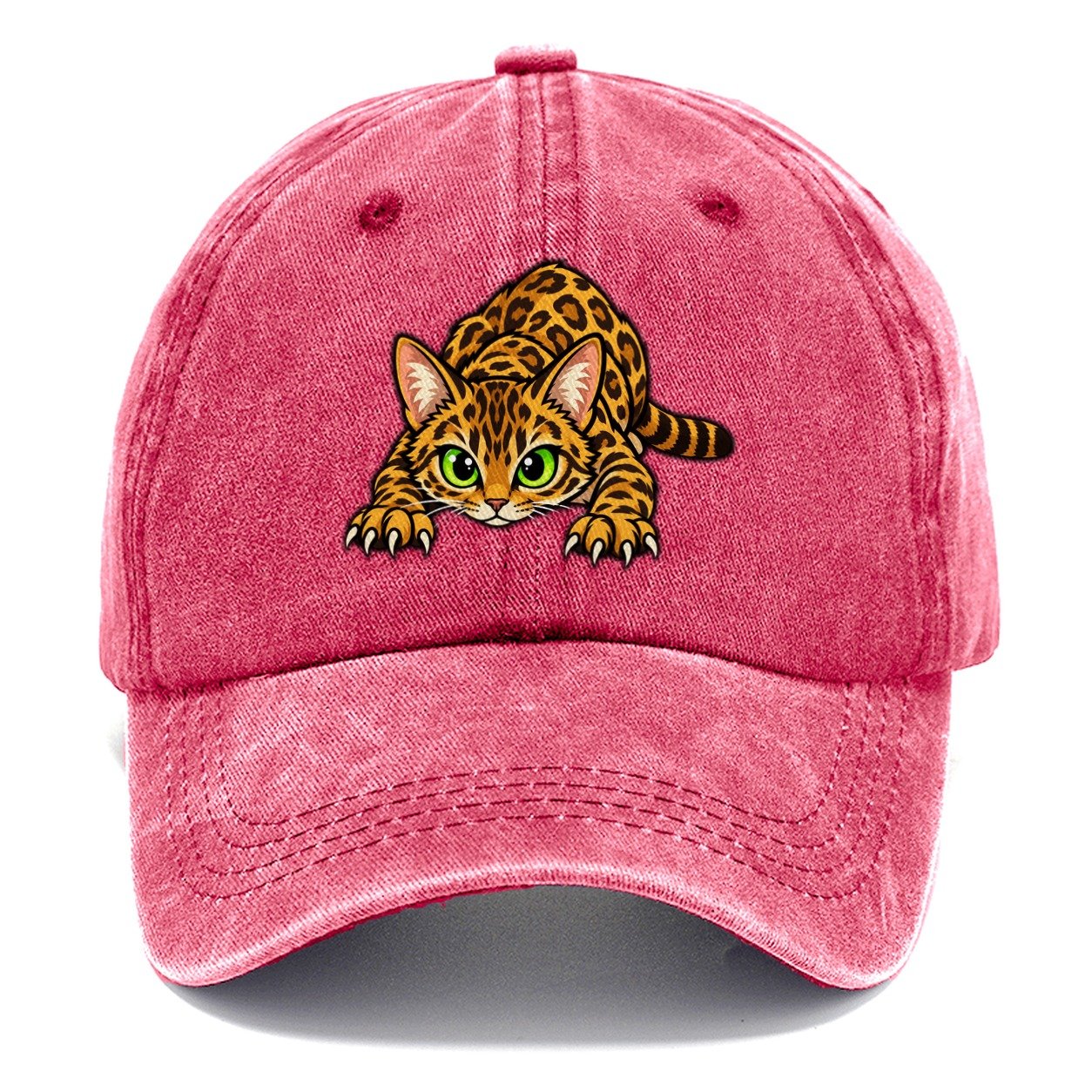 Bengal Crouching Peeking Cats Classic Cap – Pomegranate Blush