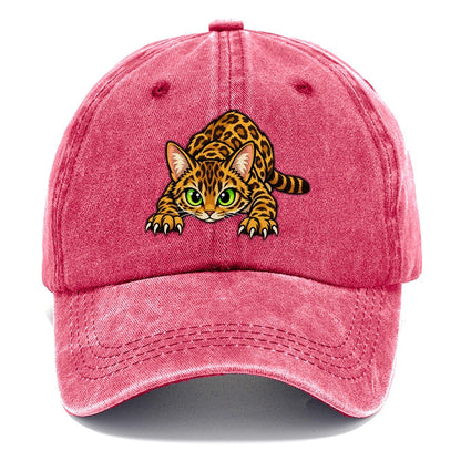 Bengal Crouching Peeking Cats Classic Cap – Pomegranate Blush