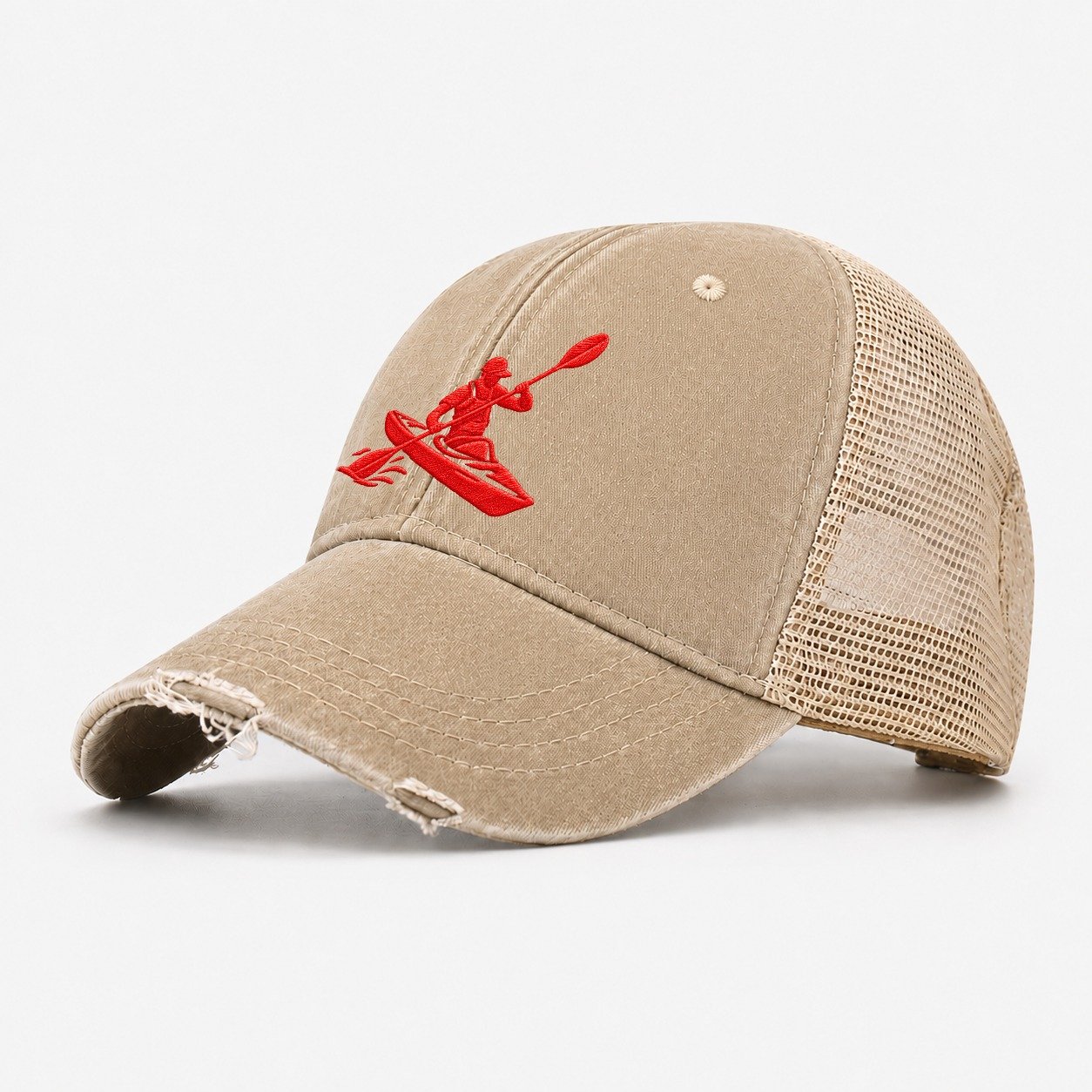 Kayaker Forward Stroke Micro Motion Mark Washed Trucker Hat – Khaki