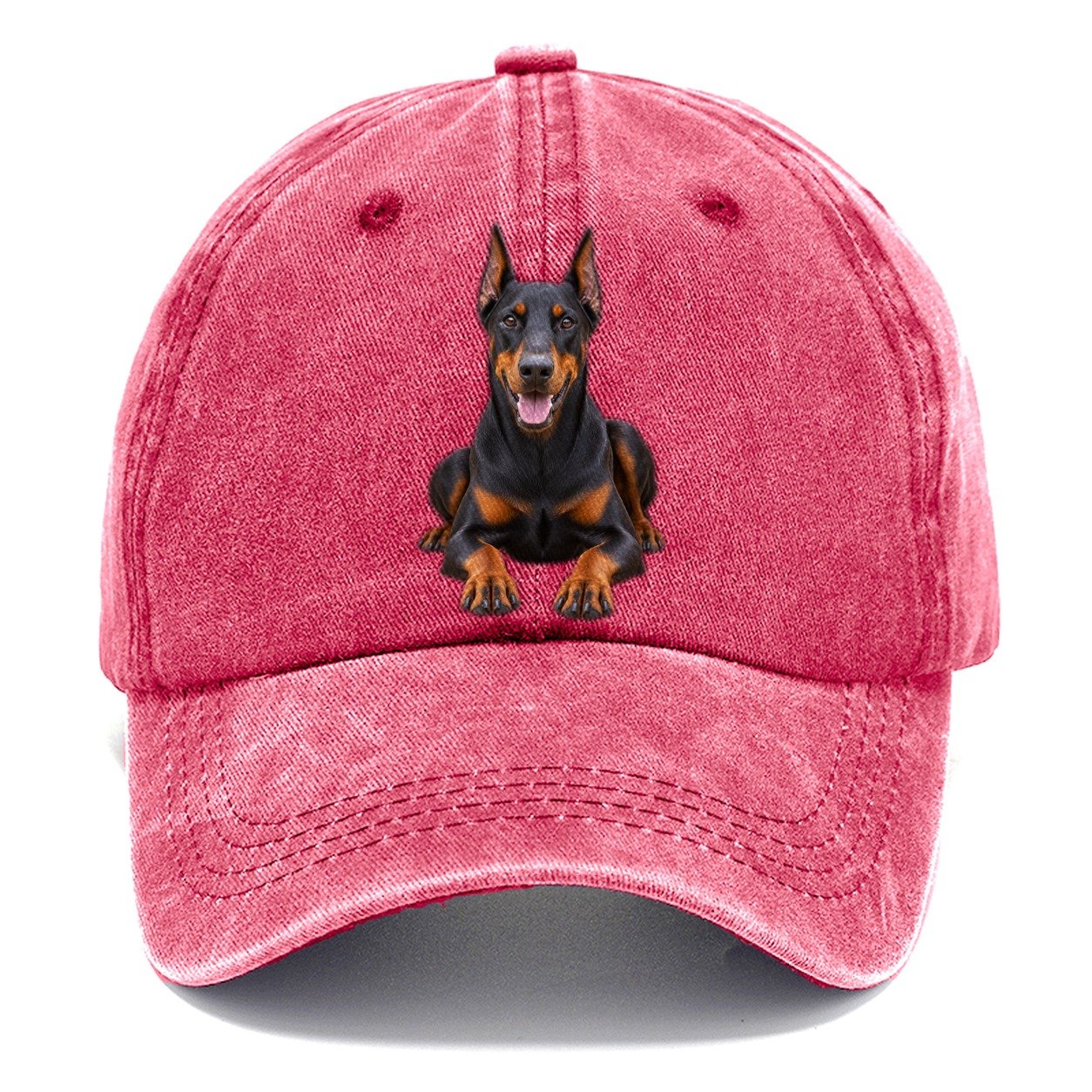 Doberman Pinscher Sitting Top Breeds Classic Cap – Pomegranate Blush