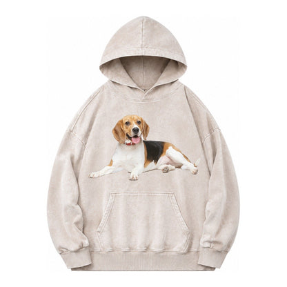 Beagle Vintage Washed Hoodie – Off White