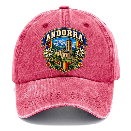 Andorra Retro Badge Country Logos Classic Cap – Pomegranate Blush