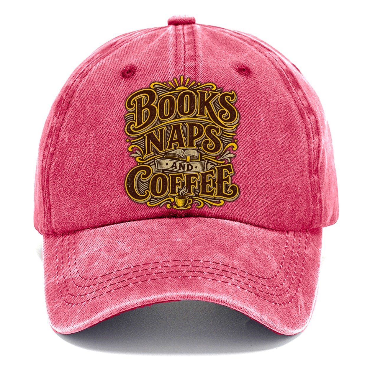 Books Naps And Coffee Retired Living Classic Cap – Pomegranate Blush