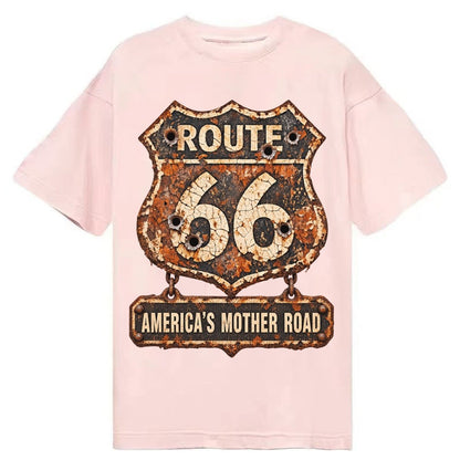 Route 66 Weathered Classic T-shirt – Pink