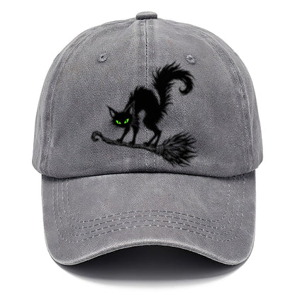 Black Cat Arched On A Broomstick Witch Magic Classic Cap – Urban Haze