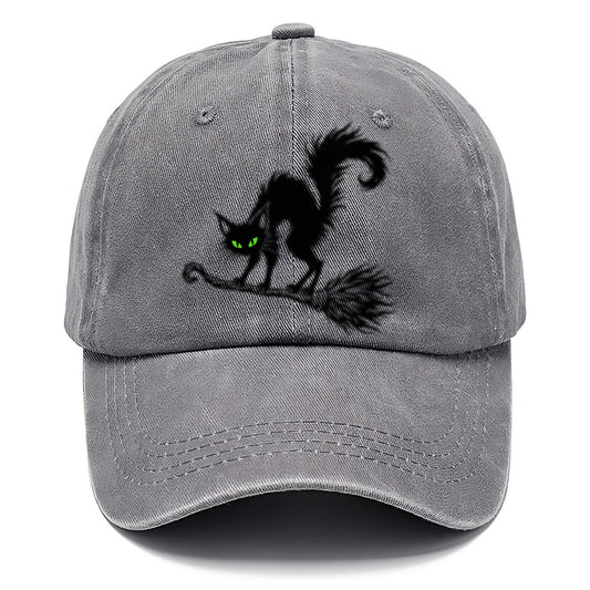 Black Cat Arched On A Broomstick Witch Magic Classic Cap – Urban Haze