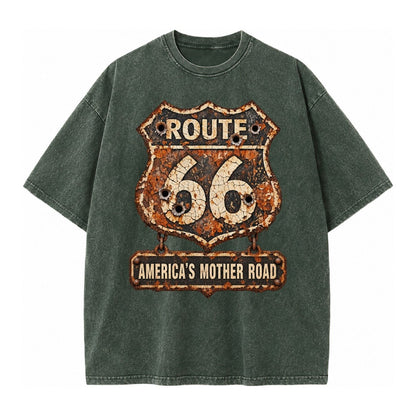 Route 66 Weathered Vintage T-shirt – Forest Mist