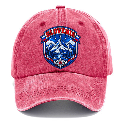 Slovenia Retro Badge Country Logos Classic Cap – Pomegranate Blush