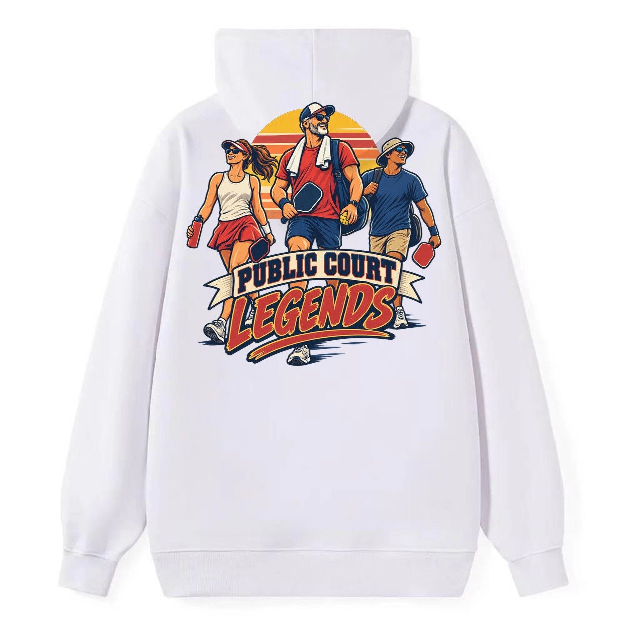 Public Court Legends Pickleball Life Classic Pullover Hoodie – White