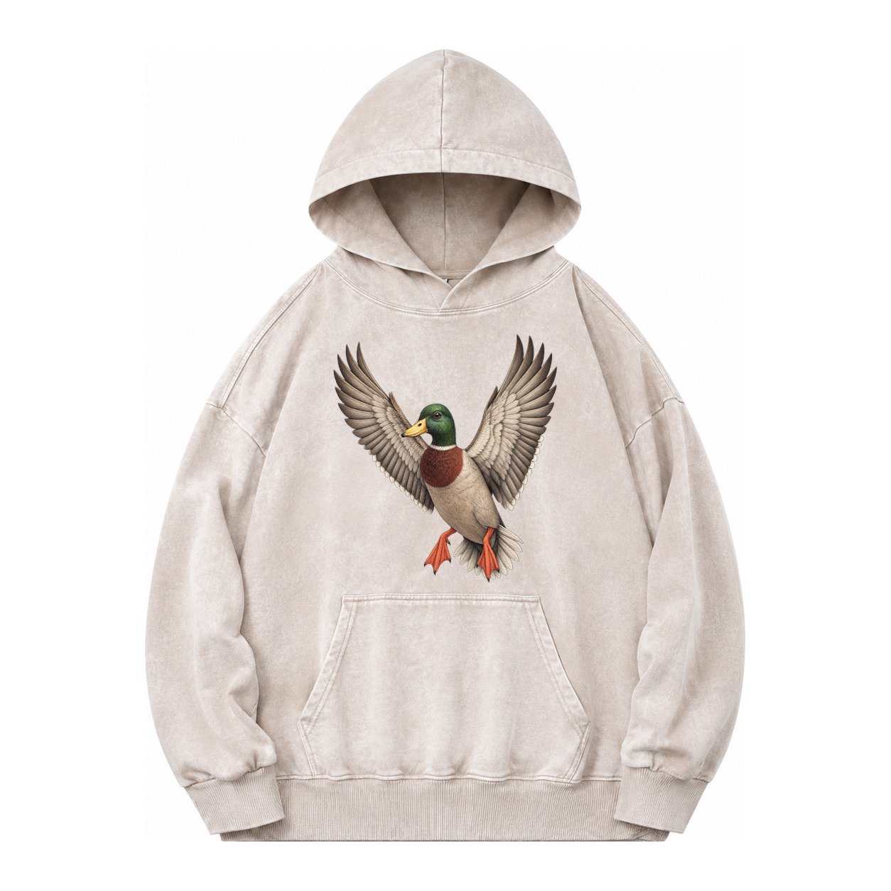 Mallard In Flight Vintage Washed Hoodie – Off White